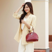 Stone pattern shell bag net celebrity all-match single shoulder bag lacquered red wedding bag bridal bag fit 18mm snap button jewelry