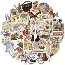 50pcs  Antique pattern  graffiti stickers decorative suitcase notebook waterproof detachable stickers