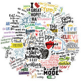 50pcs English Slogan Little Bee graffiti stickers decorative suitcase notebook waterproof detachable stickers