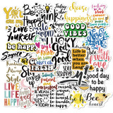 50pcs English Slogan Little Bee graffiti stickers decorative suitcase notebook waterproof detachable stickers
