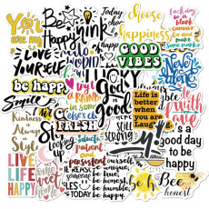 50pcs English Slogan Little Bee graffiti stickers decorative suitcase notebook waterproof detachable stickers