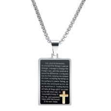 Religious Cross Necklace Electric Black Stainless Steel Pendant