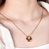 Water Drop Hollow Pendant Necklace 18K Vacuum Electroplating Gold Stainless Steel Necklace Jewelry