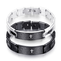 English Punk Rock Bracelet Men's Black Cross Stainless Steel Bracelet