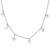 Five-pointed star sun and moon stainless steel necklace ladies fashion clavicle chain