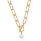 Stainless Steel Necklace Gothic Pearl Pendant Collar Solid Stainless Steel OT Buckle Chain