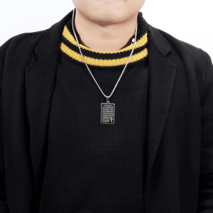 Religious Cross Necklace Electric Black Stainless Steel Pendant