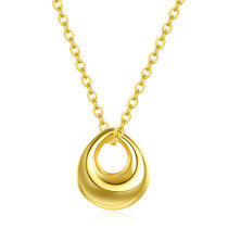 Water Drop Hollow Pendant Necklace 18K Vacuum Electroplating Gold Stainless Steel Necklace Jewelry