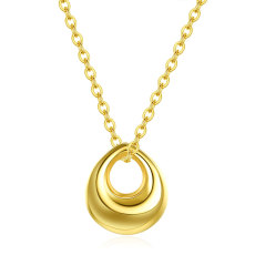 Water Drop Hollow Pendant Necklace 18K Vacuum Electroplating Gold Stainless Steel Necklace Jewelry