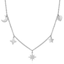 Five-pointed star sun and moon stainless steel necklace ladies fashion clavicle chain