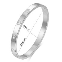 Stainless Steel Bracelet Open 2 Rows Jewelry Bracelet with Diamonds