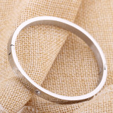 Stainless Steel Bracelet Open 2 Rows Jewelry Bracelet with Diamonds