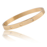 Stainless Steel Bracelet Open 2 Rows Jewelry Bracelet with Diamonds