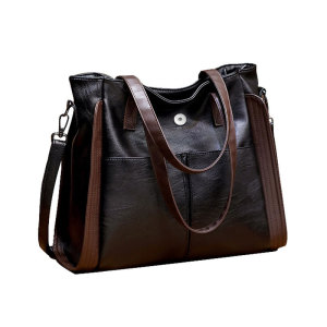 Large-capacity soft leather fashion one-shoulder messenger tote bag cross-border handbag fit 18mm snap button jewelry