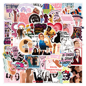 50pcs  Feminist  graffiti stickers decorative suitcase notebook waterproof detachable stickers