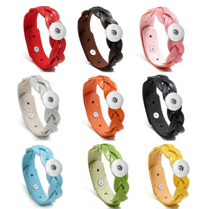 Ladies braided leather bracelet simple and versatile color fit 20mm snaps chunks Jewelry