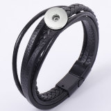 Hand-woven multilayer men's bracelet jewelry jewelry alloy magnetic buckle bracelet cowhide fit 20mm snaps chunks Jewelry