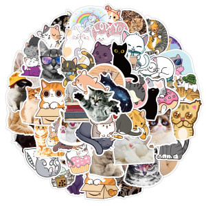 50pcs  Cute kitten  graffiti stickers decorative suitcase notebook waterproof detachable stickers