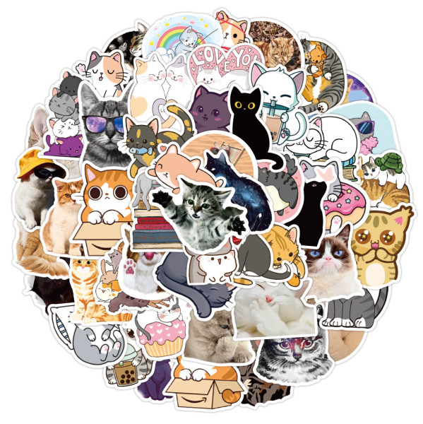 50pcs  Cute kitten  graffiti stickers decorative suitcase notebook waterproof detachable stickers