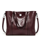Oil wax leather single-shoulder diagonal bag all-match lady big bag fit 18mm snap button jewelry
