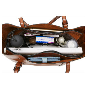 Oil wax leather single-shoulder diagonal bag all-match lady big bag fit 18mm snap button jewelry