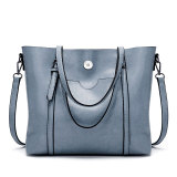 Oil wax leather single-shoulder diagonal bag all-match lady big bag fit 18mm snap button jewelry