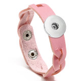 Ladies braided leather bracelet simple and versatile color fit 20mm snaps chunks Jewelry