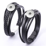 Hand-woven multilayer men's bracelet jewelry jewelry alloy magnetic buckle bracelet cowhide fit 20mm snaps chunks Jewelry