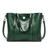 Oil wax leather single-shoulder diagonal bag all-match lady big bag fit 18mm snap button jewelry