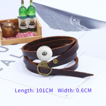 Five circle embossed leather bracelet vintage men's leather bracelet fit 20mm snaps chunks Jewelry