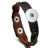 Ladies braided leather bracelet simple and versatile color fit 20mm snaps chunks Jewelry