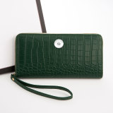 New Ladies Long Wallet Crocodile Pattern Wallet Cross-border Women's Coin Purse Card Case fit 18mm  snap button jewelry