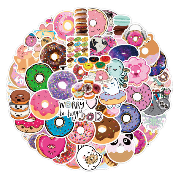 50pcs  Donut  graffiti stickers decorative suitcase notebook waterproof detachable stickers