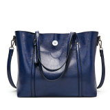 Oil wax leather single-shoulder diagonal bag all-match lady big bag fit 18mm snap button jewelry