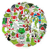 50pcs  Christmas Geek Grinch  graffiti stickers decorative suitcase notebook waterproof detachable stickers