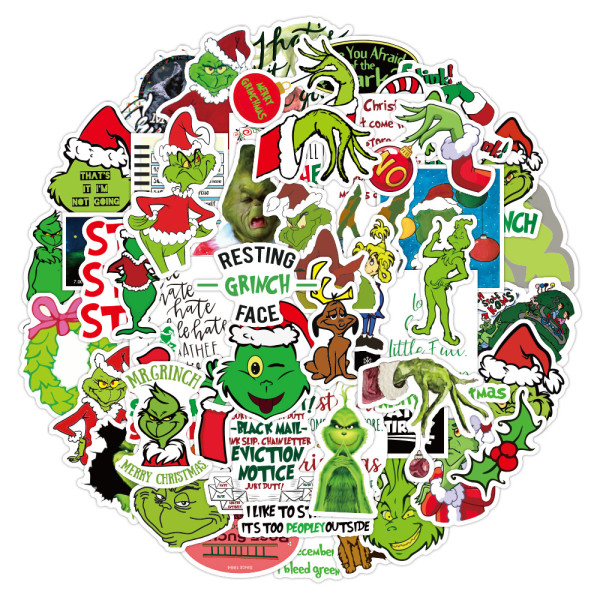 50pcs  Christmas Geek Grinch  graffiti stickers decorative suitcase notebook waterproof detachable stickers