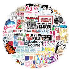 50pcs  Inspirational Believe in yourself inspiring  graffiti stickers decorative suitcase notebook waterproof detachable stickers