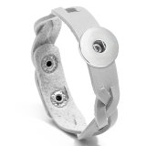 Ladies braided leather bracelet simple and versatile color fit 20mm snaps chunks Jewelry