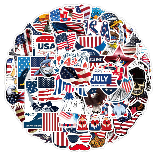 50pcs  American Independence Day  graffiti stickers decorative suitcase notebook waterproof detachable stickers