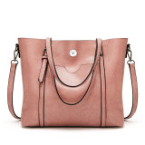 Oil wax leather single-shoulder diagonal bag all-match lady big bag fit 18mm snap button jewelry