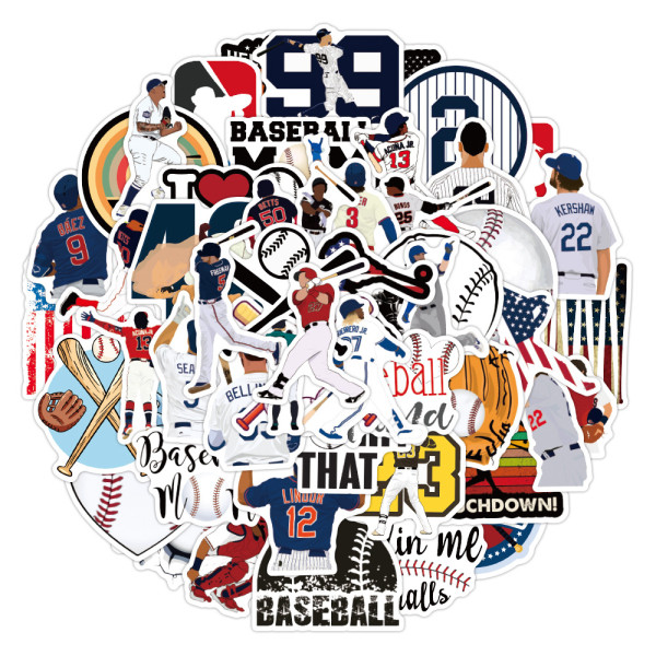 50pcs  baseball  graffiti stickers decorative suitcase notebook waterproof detachable stickers