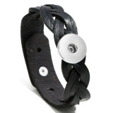 Ladies braided leather bracelet simple and versatile color fit 20mm snaps chunks Jewelry