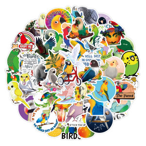 50pcs  Parrot  graffiti stickers decorative suitcase notebook waterproof detachable stickers