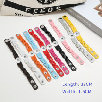 Ladies braided leather bracelet simple and versatile color fit 20mm snaps chunks Jewelry