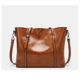 Oil wax leather single-shoulder diagonal bag all-match lady big bag fit 18mm snap button jewelry