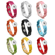 Ladies braided leather bracelet simple and versatile color fit 20mm snaps chunks Jewelry