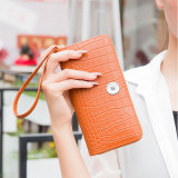 New Ladies Long Wallet Crocodile Pattern Wallet Cross-border Women's Coin Purse Card Case fit 18mm  snap button jewelry