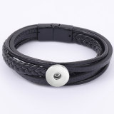 Hand-woven multilayer men's bracelet jewelry jewelry alloy magnetic buckle bracelet cowhide fit 20mm snaps chunks Jewelry
