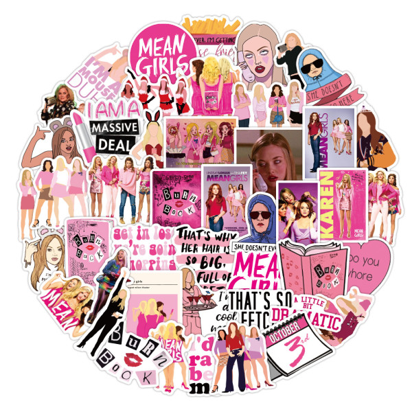 50pcs  Mean Girls  graffiti stickers decorative suitcase notebook waterproof detachable stickers