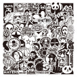 50pcs  Black and white punk gothic  graffiti stickers decorative suitcase notebook waterproof detachable stickers